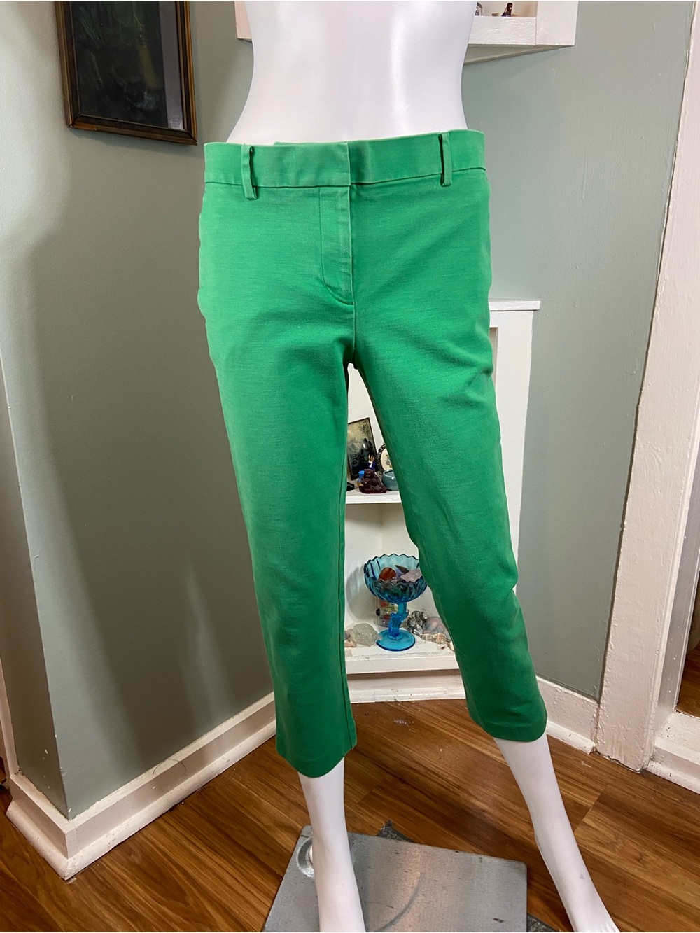Ann Taylor Kelly Green Cropped Stretch Pants Capri Size 4